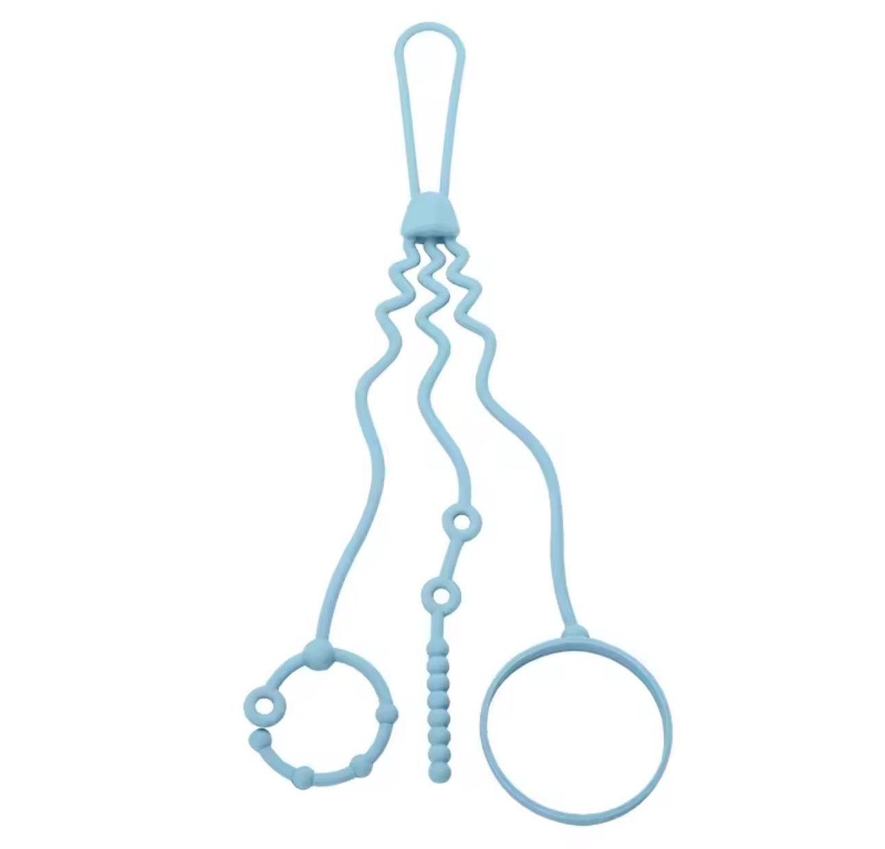 Держатель силиконовый для бутылочки/пустышки/игрушек и клипсы Голубой
