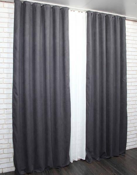 Комплект штор SPARTA микровелюр 1,5х2,7м2 шт. Темно-серый - фото 6 Комплект штор SPARTA микровелюр 1,5х2,7м2 шт. Темно-серый - фото 6
