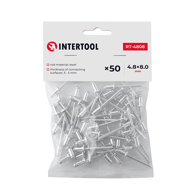 Заклепка алюмінієва Intertool 4.8х8 мм 50 шт. (RT-4808)