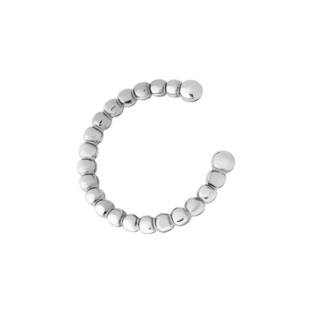 Серьга-каф серебряная с деликатными бусинами