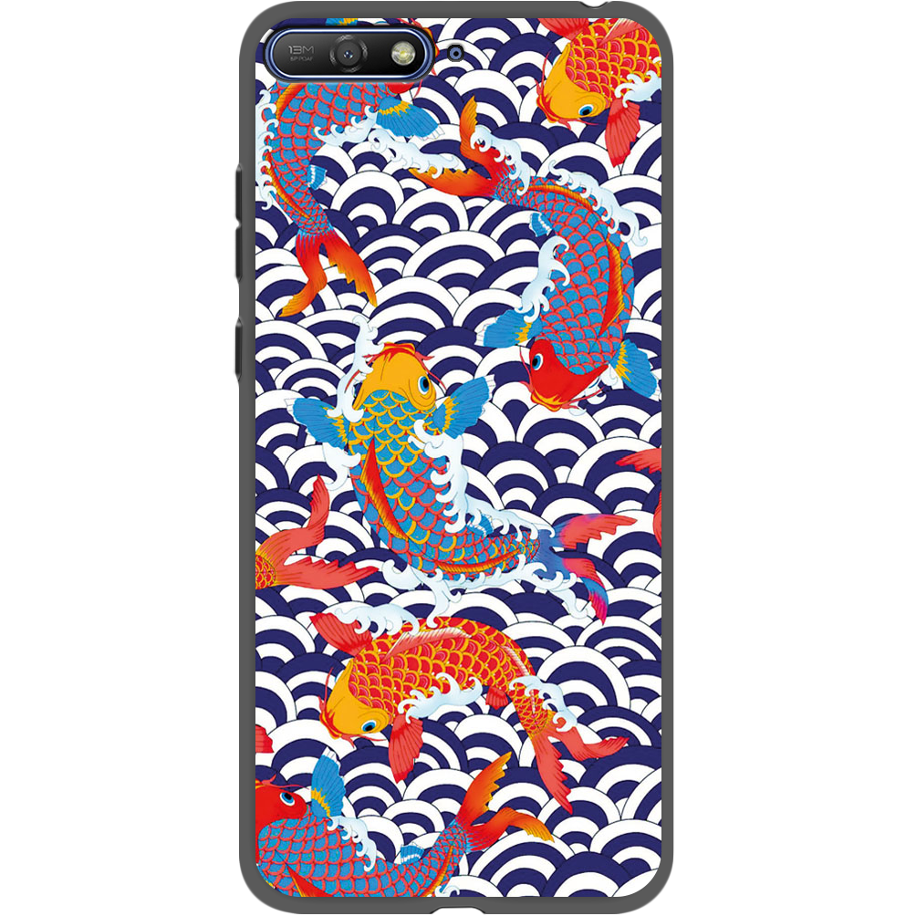 Чехол Boxface Huawei Y6 2018 Koi Fish Черный силикон (33371-up2477-34777)