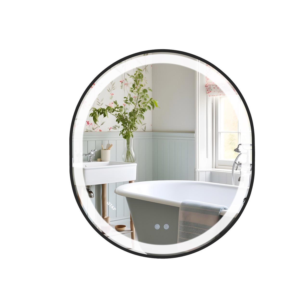 Зеркало Qtap Gemini с LED-подсветкой Touch с антизапотеванием с димером 3000-6500K Reverse 800х700 мм (2699493633)