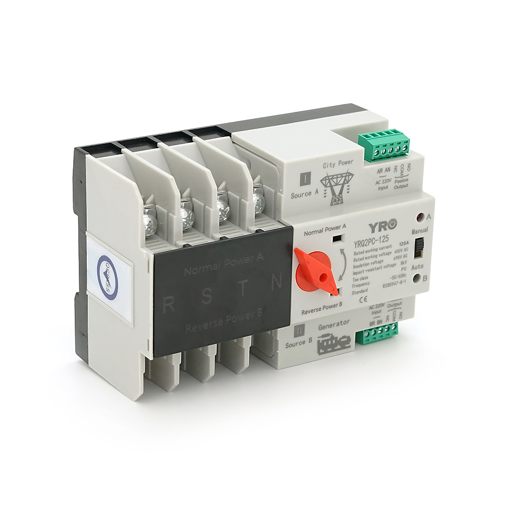 Контроллер защиты оборудования АВР YRQ2PC-125 4 полюса 400V/125A DIN для генераторов (YUT_V11645)