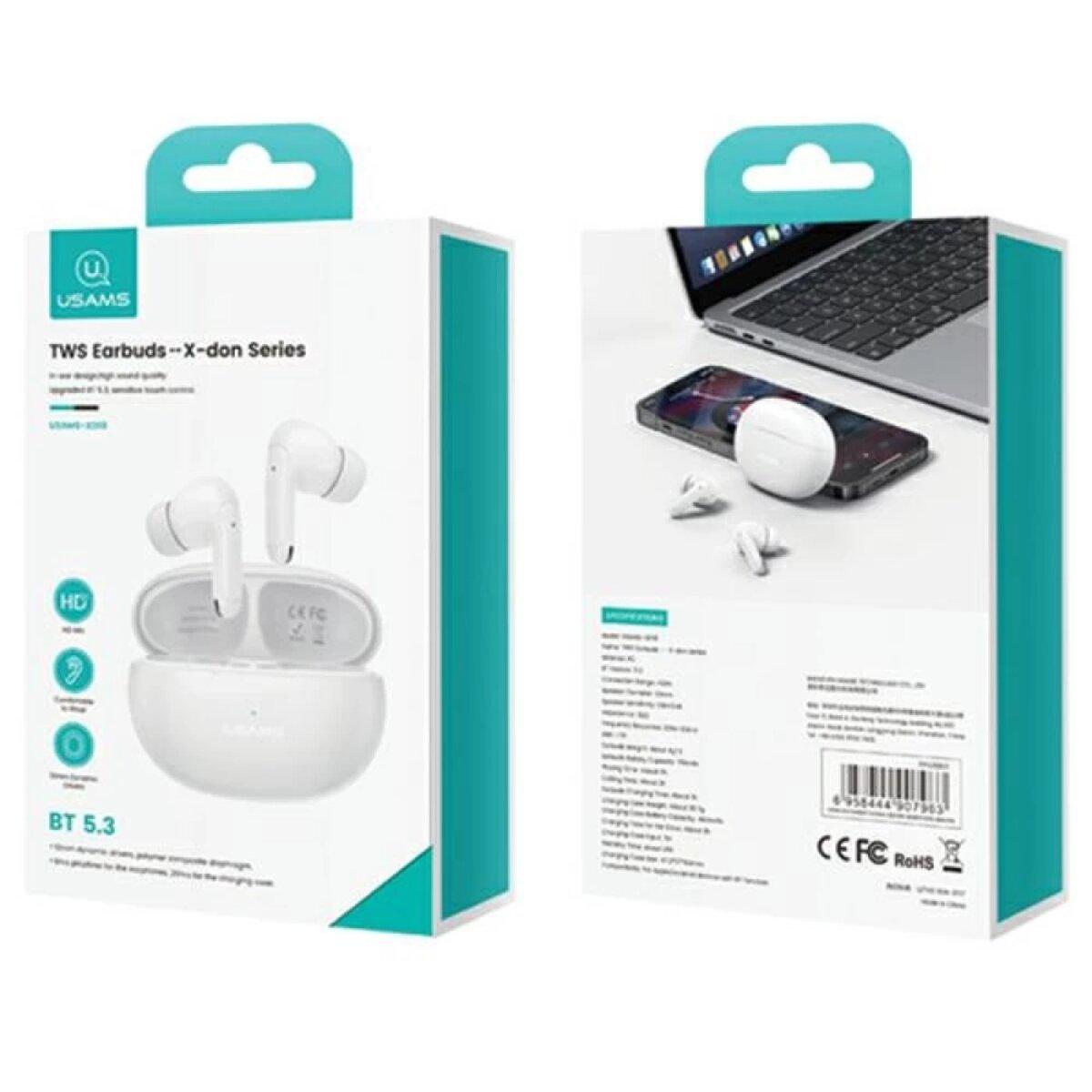 Навушники Usams US-XD18 TWS Earbuds Bluetooth X-don Series BT5.3 400 mAh White (BHUXD02) - фото 5