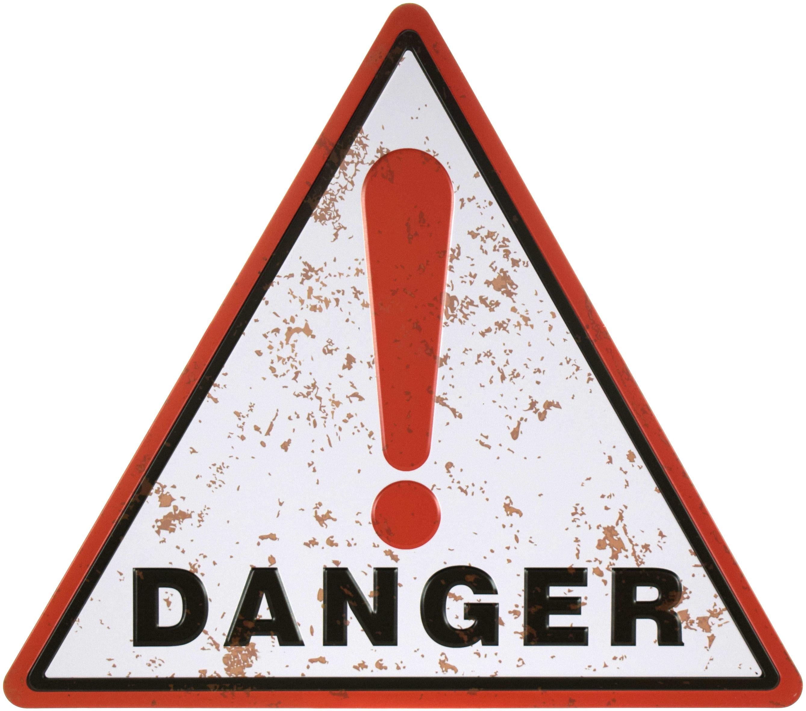 Табличка металлическая Опасность!/Danger! 30x34 см