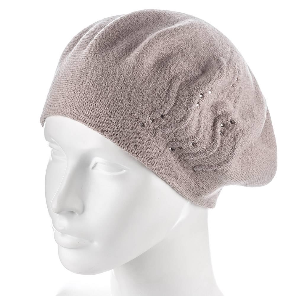 Берет женский Zolly ZH215 двойной со стразами тонкой вязки полушерстяной Лен