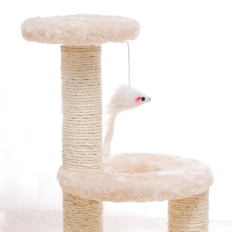 Когтеточка для кота с полками и игрушкой Taotaopets 0072203 41x20x18,5 см Beige