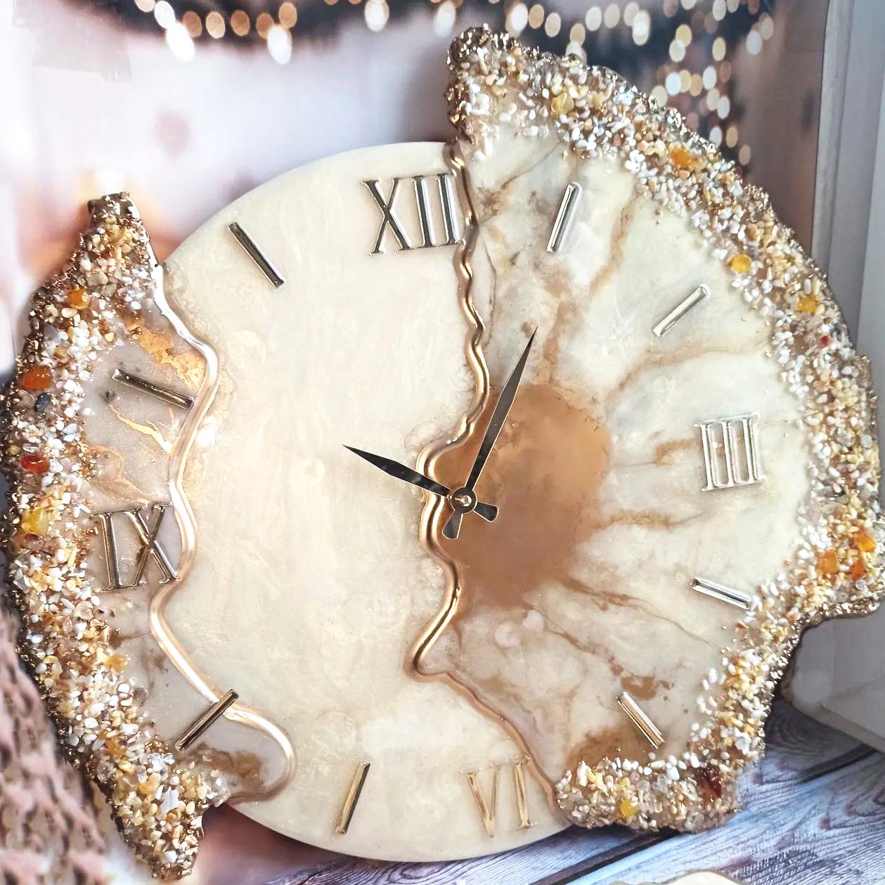 Часы объемные настенные из эпоксидной смолы Лепестки 100 см