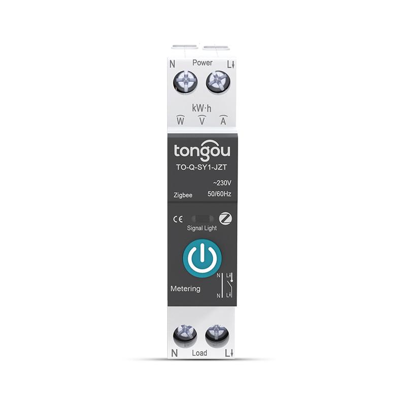 Умный ZigBee выключатель Tongou с счетчиками/таймером 1P+N 20A 230V Smart Life/Tuya (TO-Q-SY1-JZT-20A)