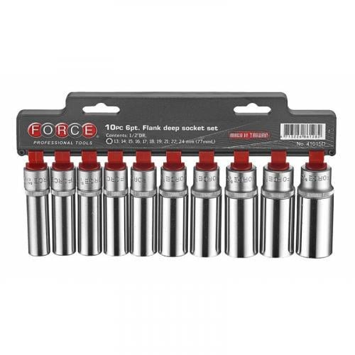 Набір головок Force глибоких 6-гранних 1/2" 10 пр. 13-24 мм (41015D)