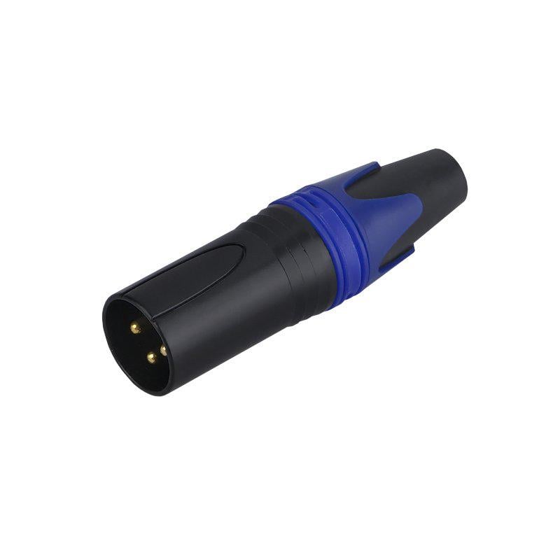 Штекер XLR 3pin на кабель синяя вставка Черный (A262017)