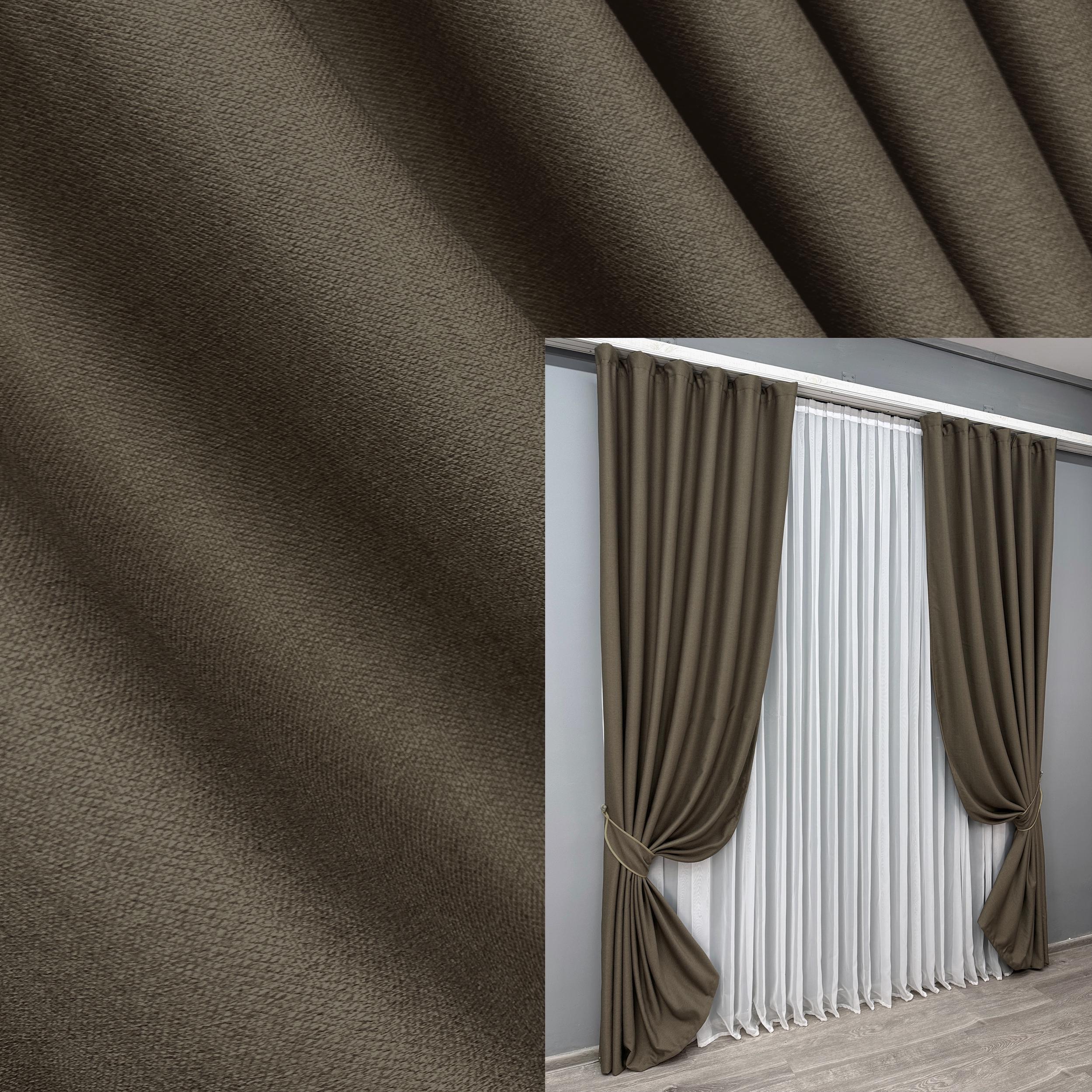Комплект готовых штор VR-Textil Шенил однотонный № 1591ш 150х270 см 2 шт. Кофейный (33-0556) - фото 2