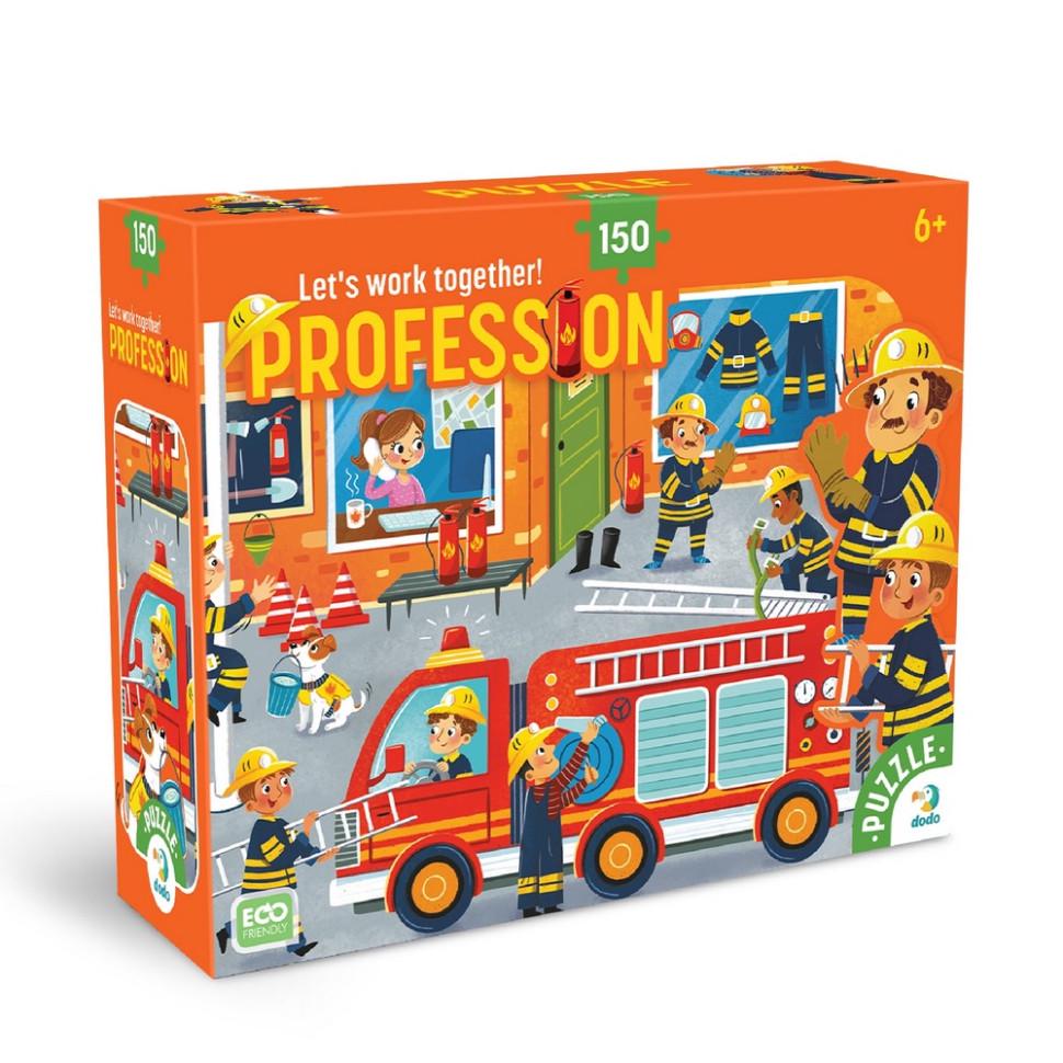 Пазл детский DoDo Toys Профессии. Пожарный 150 эл. Оранжевый (IP-177-P-1234)