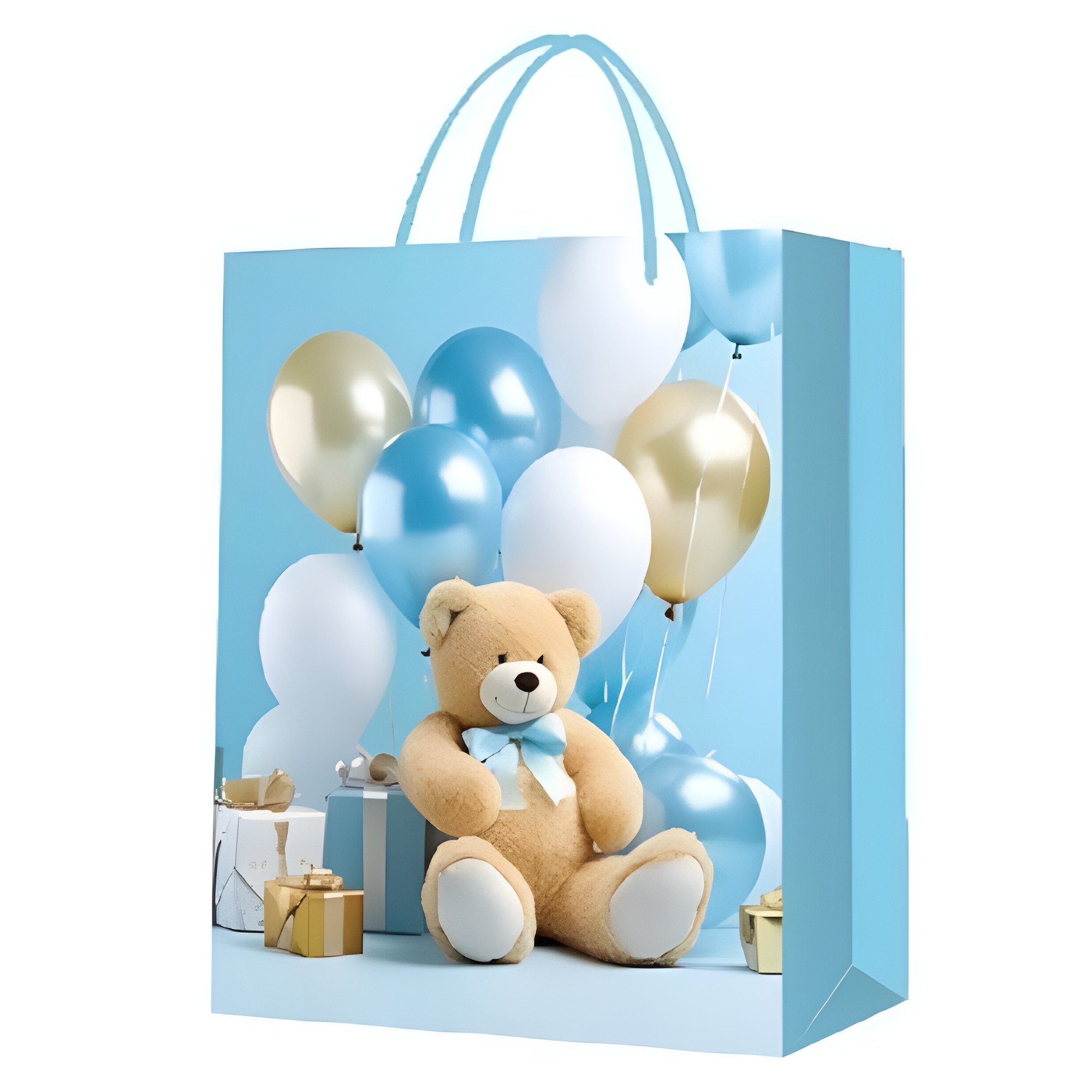 Подарочный пакет с ручками Stenson Present 26х32х10 см Голубой (R94933-M)