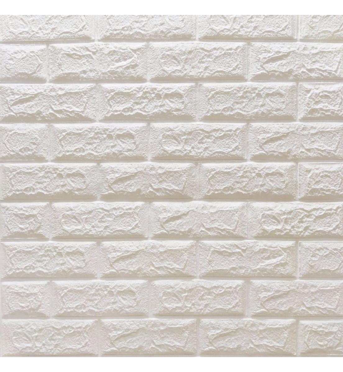 Панель 3D самоклеющаяся декоративная Loft Expert под кирпич глянец 700x770x5 мм Белый