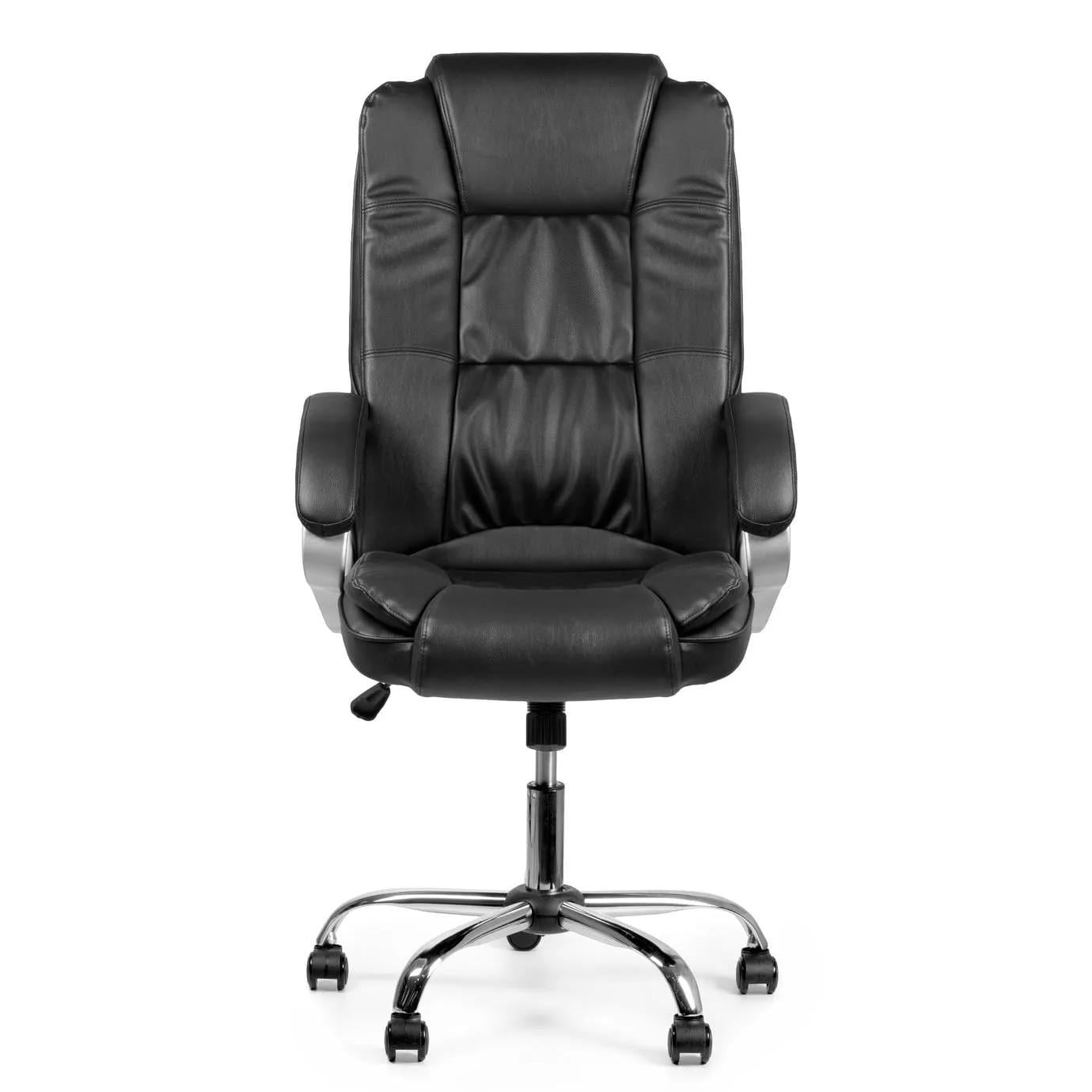 Кресло офисное эргономичное Barsky Soft Leather со встроенным подголовником Black (Soft-01)