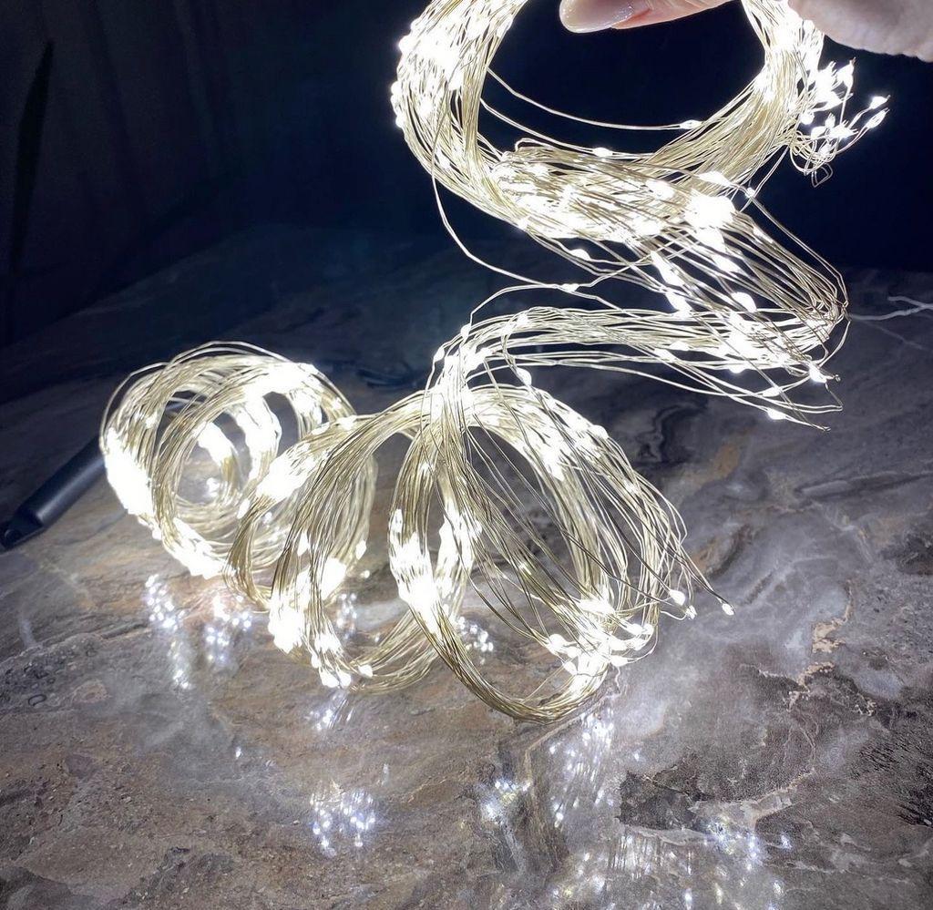 Гирлянда пучок конский хвост 300 LED теплый белый свет/серебряная проволока 10х3 м - фото 2