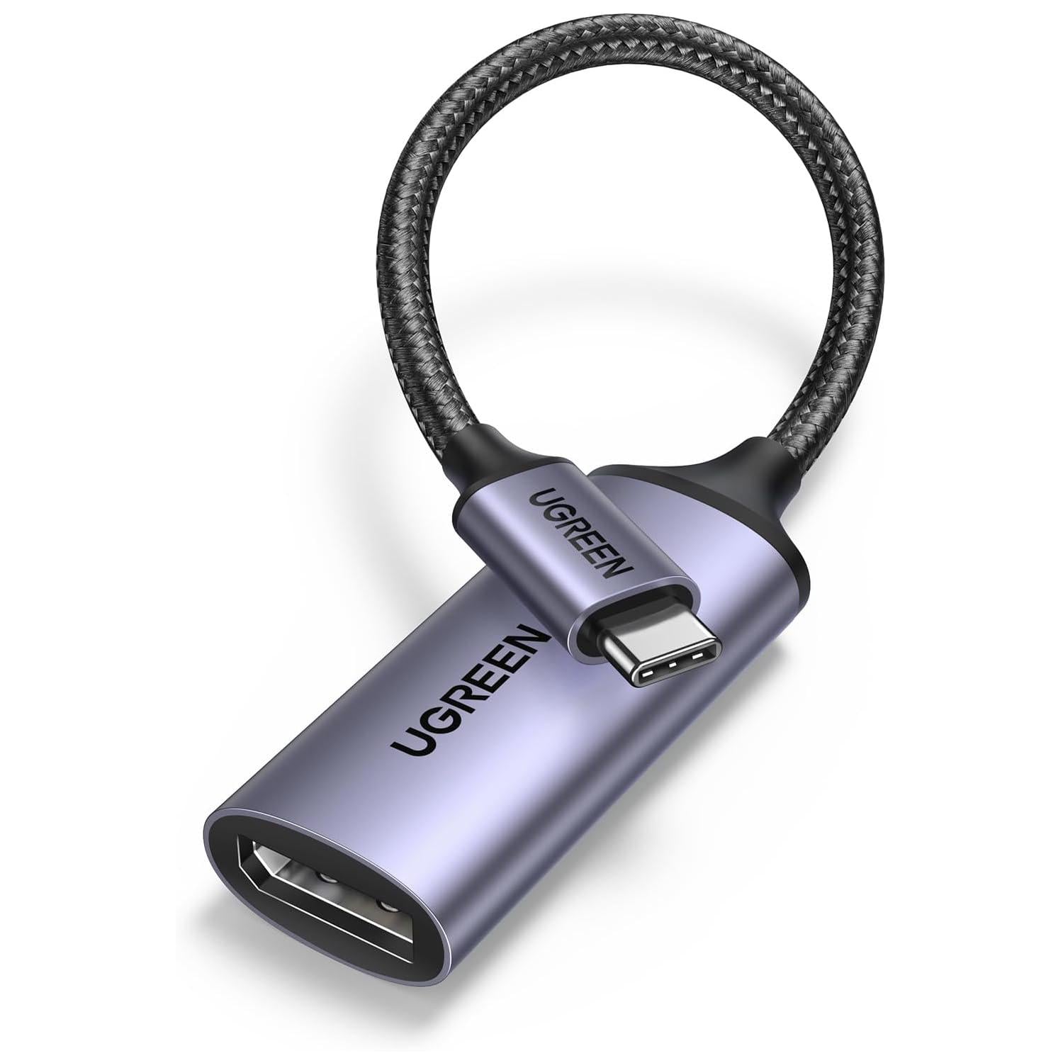 Видеоадаптер USB-C на DisplayPort UGREEN CM654 штекер на гнездо DP 1.4 до 8K 60 Гц USB-C с DP Alt Mode Thunderbolt 3/4 G-Sync/FreeSync Серый (15575)