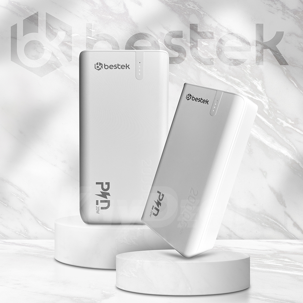 Аккумулятор наружный с быстрой зарядкой Bestek BK77489 20000 mAh QC 3.0 PD 22,5 W Белый (bd2d9a79) - фото 2