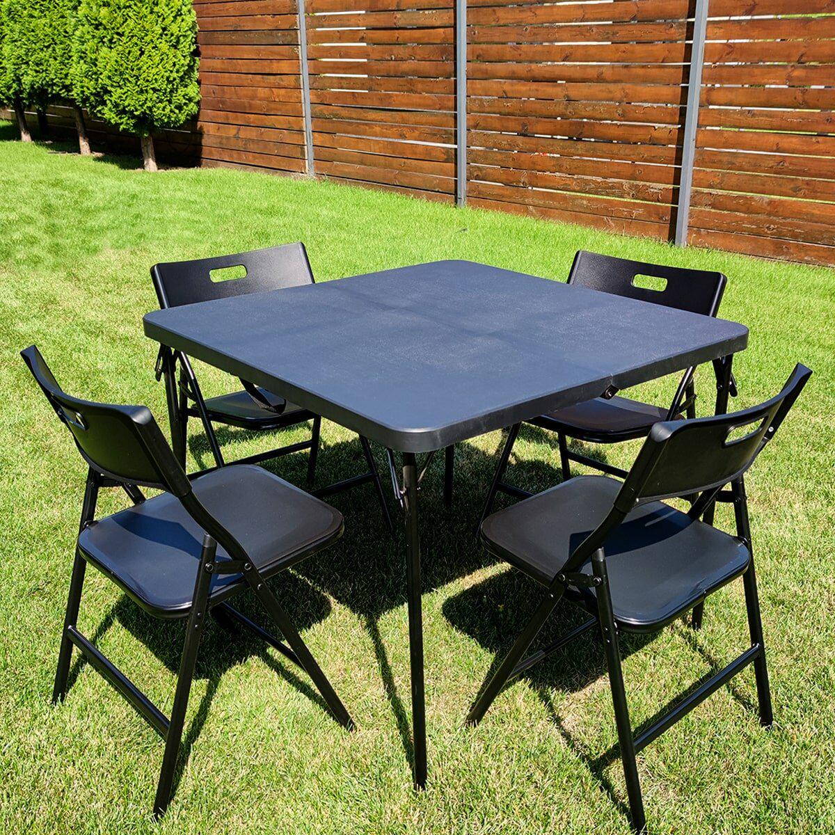 Стіл і 4 стільця складані Чорний (SW-00001541) - фото 1