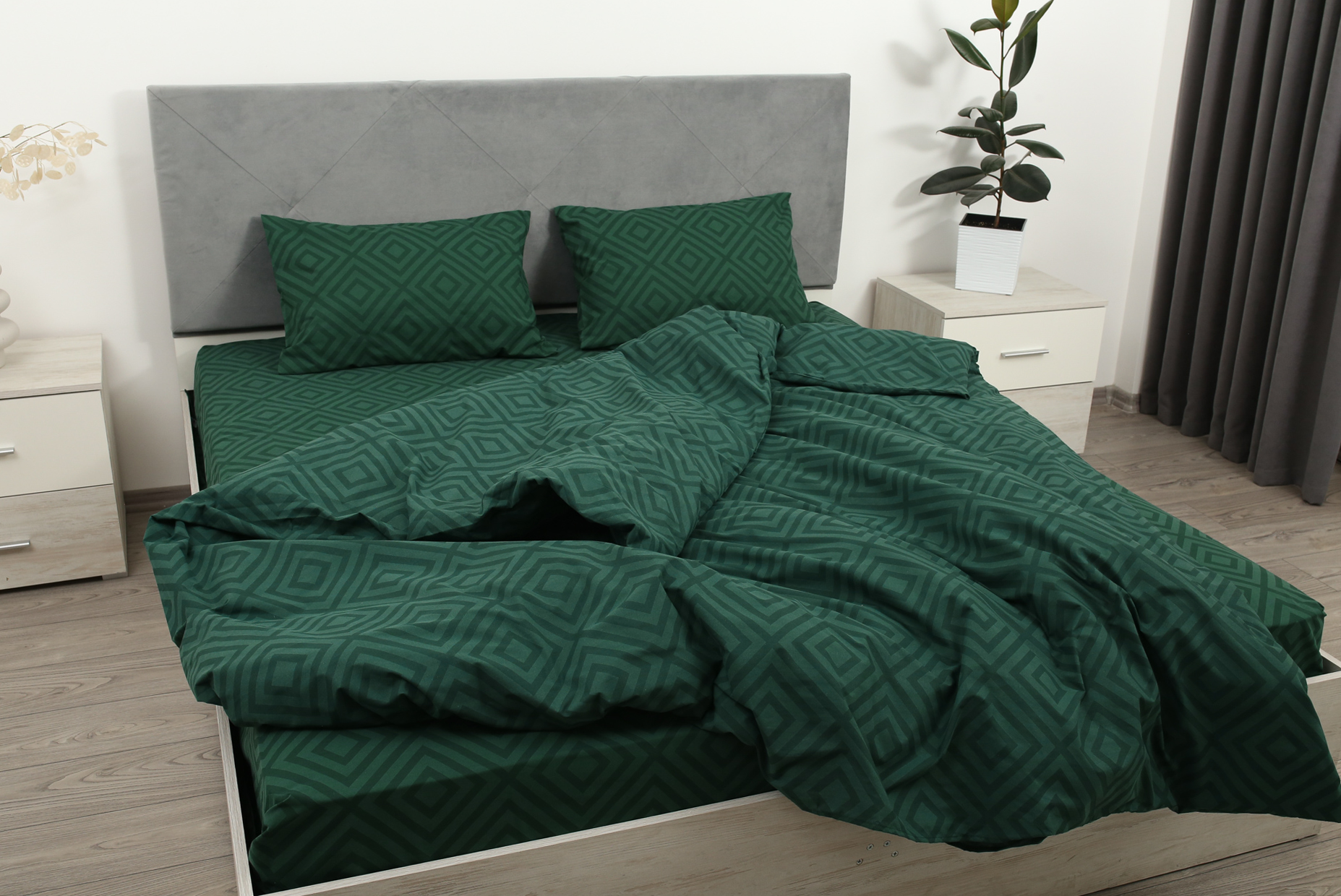 Комплект постельного белья Amore Glux-134 бязь Темно-зеленый (KPB-A1,5-GLux-134green (70x70)_) - фото 6 Комплект постельного белья Amore Glux-134 бязь Темно-зеленый (KPB-A1,5-GLux-134green (70x70)_) - фото 6