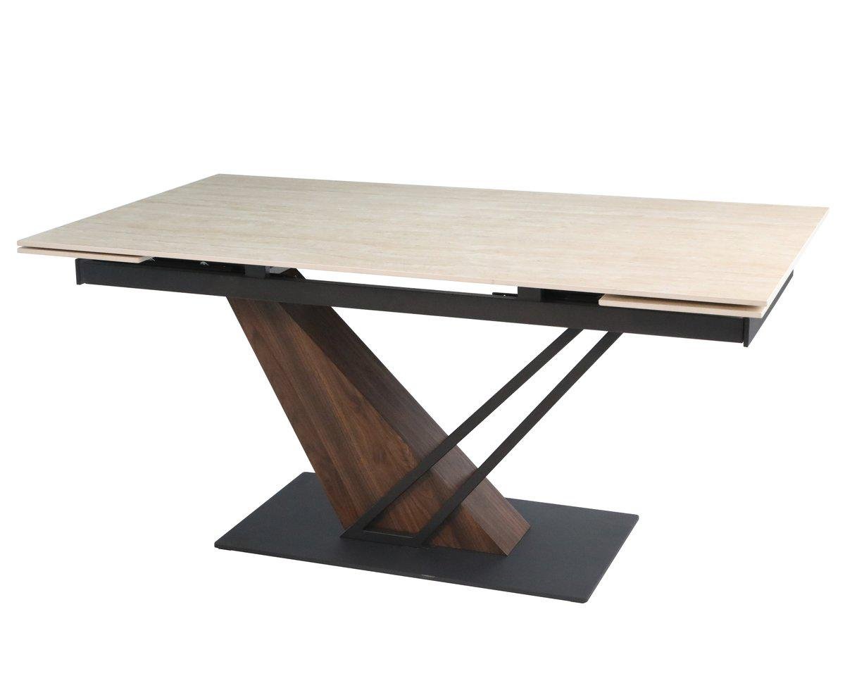 Стол Intarsio FERNANDO CERAMIC 160/220x90 Травертин матовый/Темный орех (28710911) - фото 2 Стол Intarsio FERNANDO CERAMIC 160/220x90 Травертин матовый/Темный орех (28710911) - фото 2