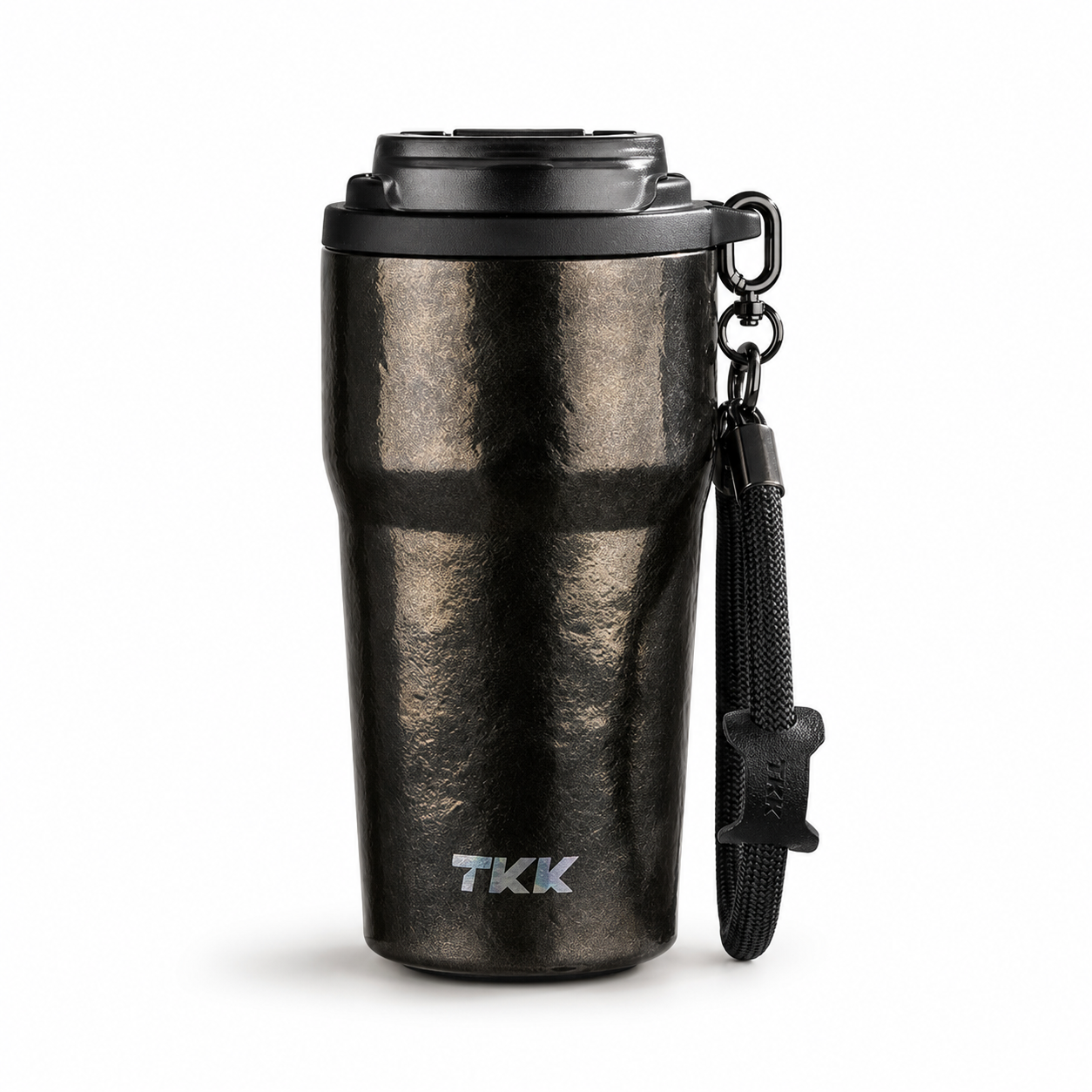 Термокружка TKK Titanium титановый корпус для кофе и чая герметичная крышка двойной способ питья 630 мл Коричневый металлик (3091005664)