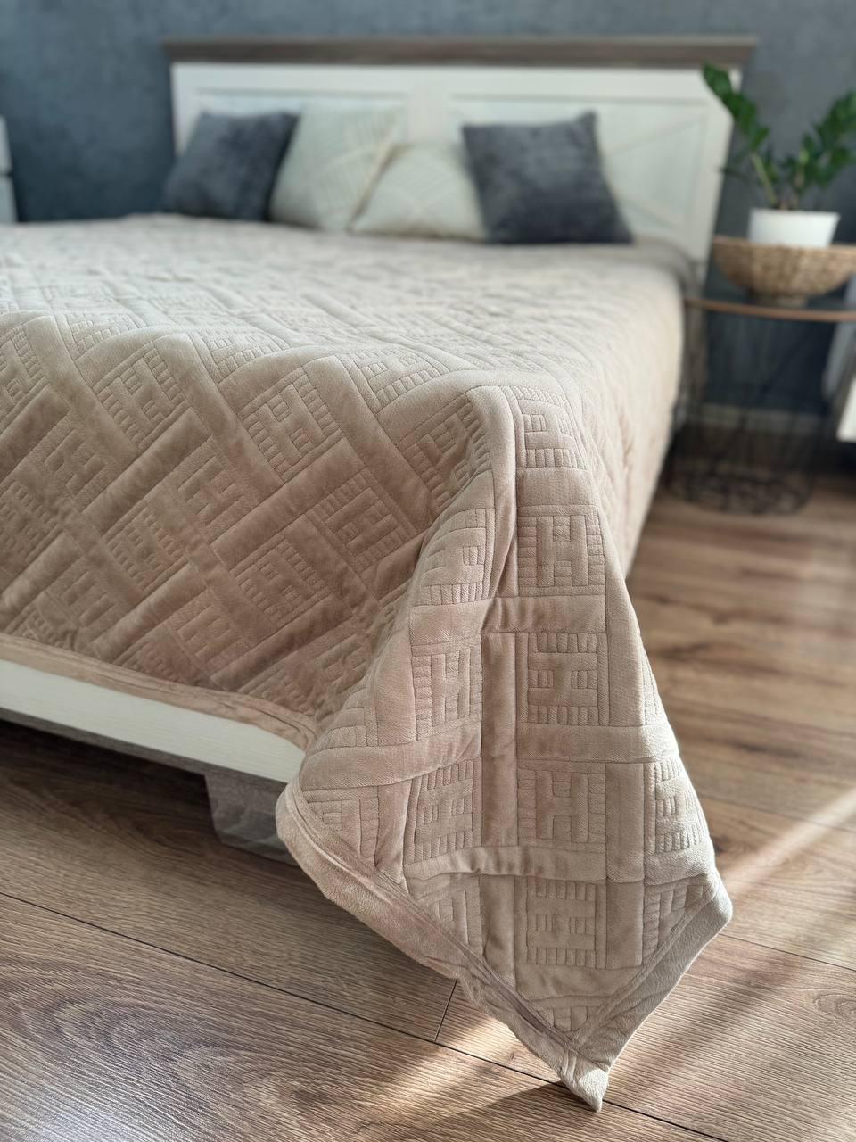 Плед велюровый Макси 230х260 см Бежевый (14071425) - фото 4