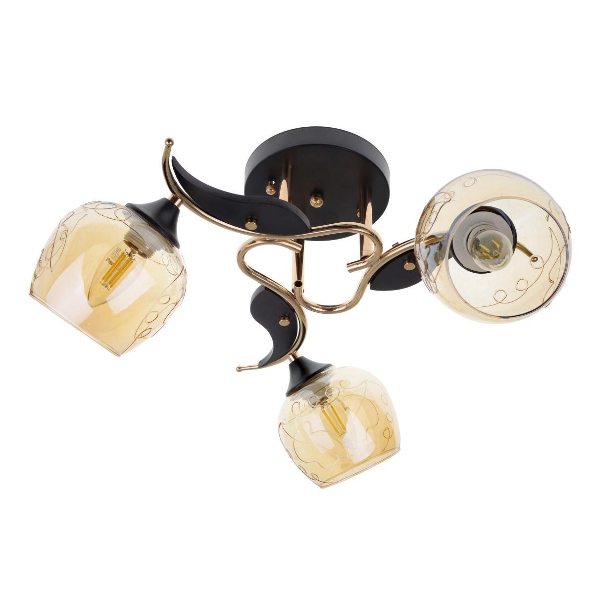 Люстра LK-703S/3 E27 BK+FG на 3 плафони Чорний