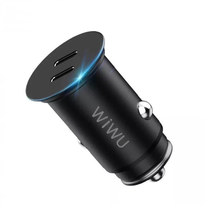 Зарядное устройство автомобильное WIWU PC400 Series Car Charge 2xUSB C 40 W Black