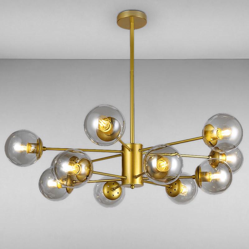 Люстра підвісна молекула Light House LS-14858-12 GD+CL на дванадцять ламп Золото Люстра підвісна молекула Light House LS-14858-12 GD+CL на дванадцять ламп Золото