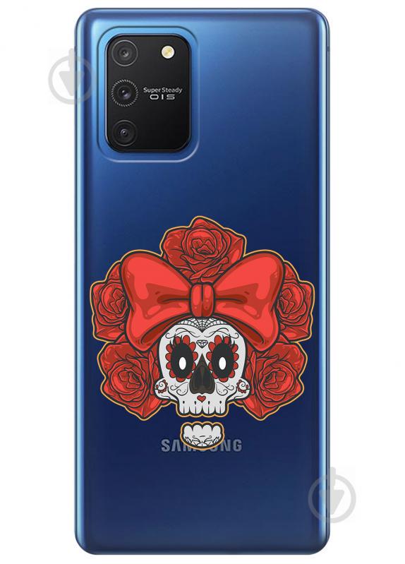 Прозрачный силиконовый чехол iSwag для Samsung Galaxy S10 Lite с рисунком - Готический череп (KS3479)