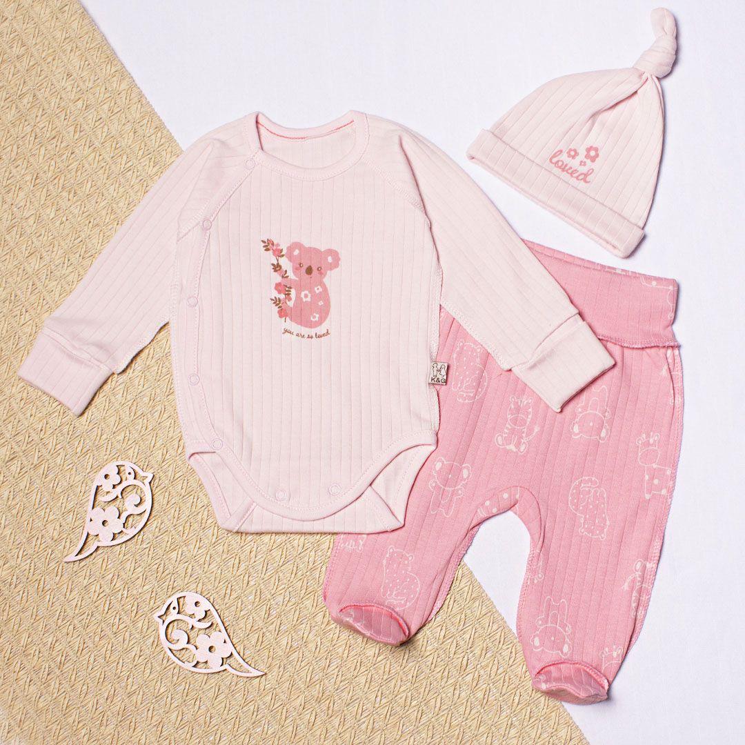 Комплект RoyalBaby Коала интерлок 3 шт. р. 62 Розовый (143932-19298)