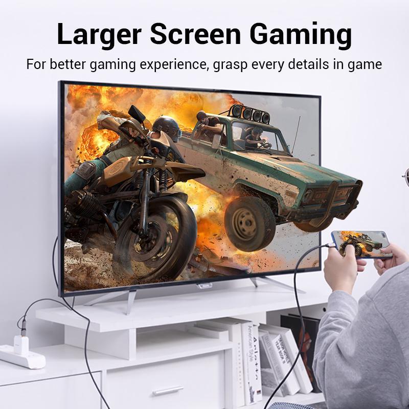 Кабель Vention Type-C-HDMI 4K 60Hz з Додатковим живленням Type-C + USB Thunderbolt 3 UHD USB-C HDCP 2.2 1,5 м Чорний (CGXBG) - фото 7