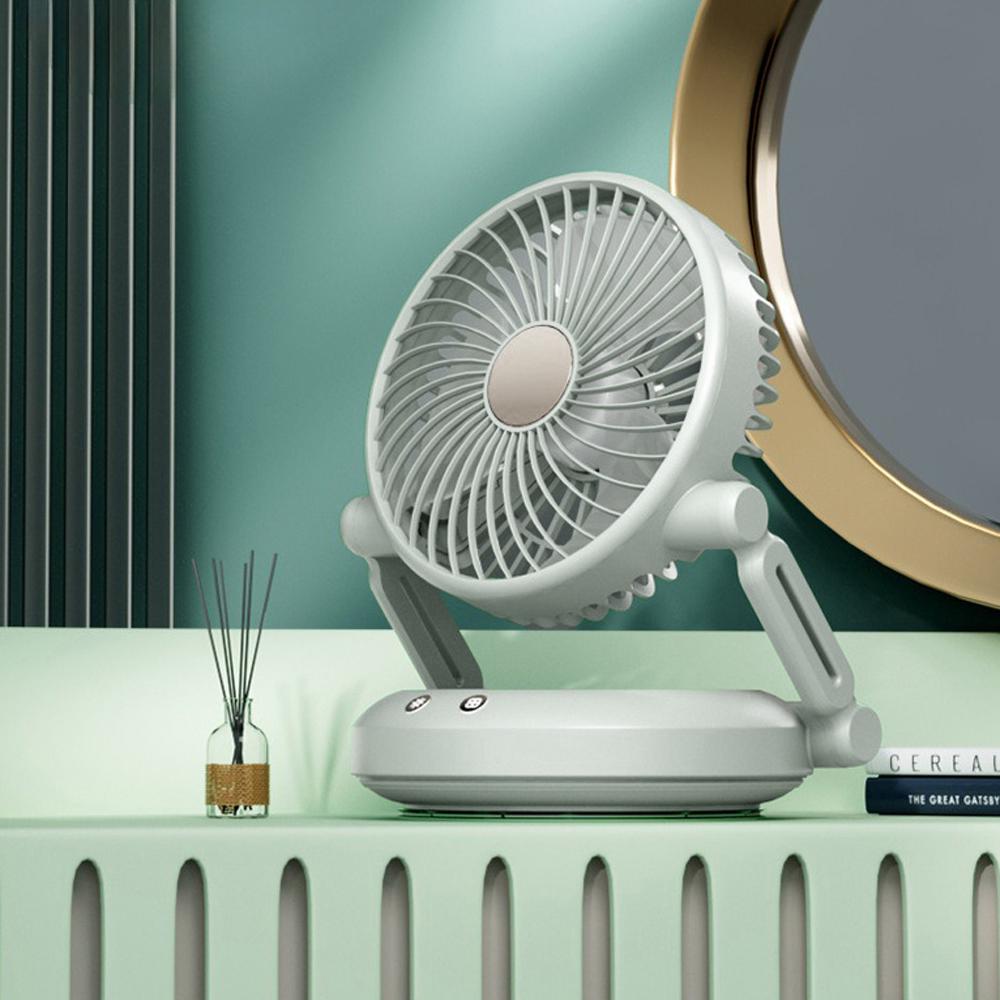 Настольный вентилятор на аккумуляторе USB Type-C 1200 мАч 3 скорости LED подсветка Серый (27418479) - фото 6
