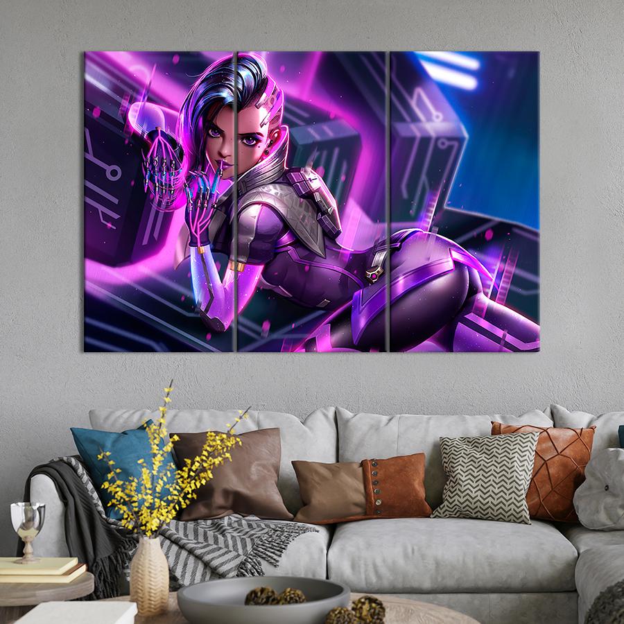 Настенний декор Фиолетовая героиня Сомбра Overwatch 128x81 см (A178-3)