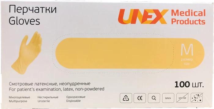 Рукавички латексні опудренниє Unex M 100 шт.