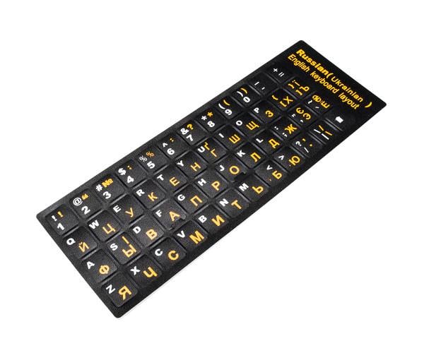 Наклейки на клавиатуру украинский/английский 48 клавиш Black/Orange