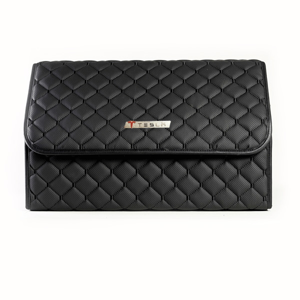 Сумка-органайзер с лого Tesla в багажник CarsBAG Экокожа 30x50x30 см Черный (acb-1036-5-30х50х30-9)