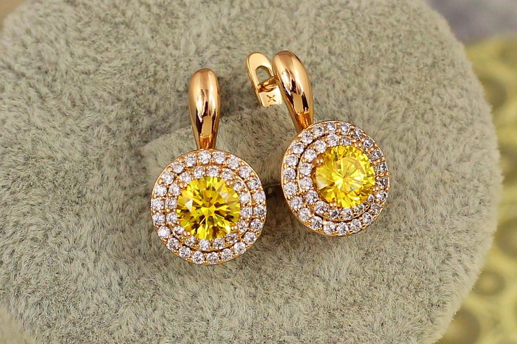 Серьги Xuping Jewelry Мечта с желтым камнем 1,9 см Золотистый (2426998953)