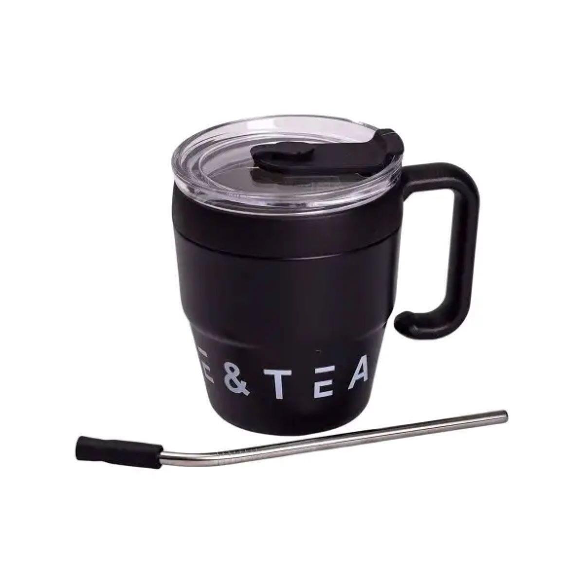 Термокружка Coffee & Tea HP-14-23B с трубочкой Черный (A-033291) - фото 3