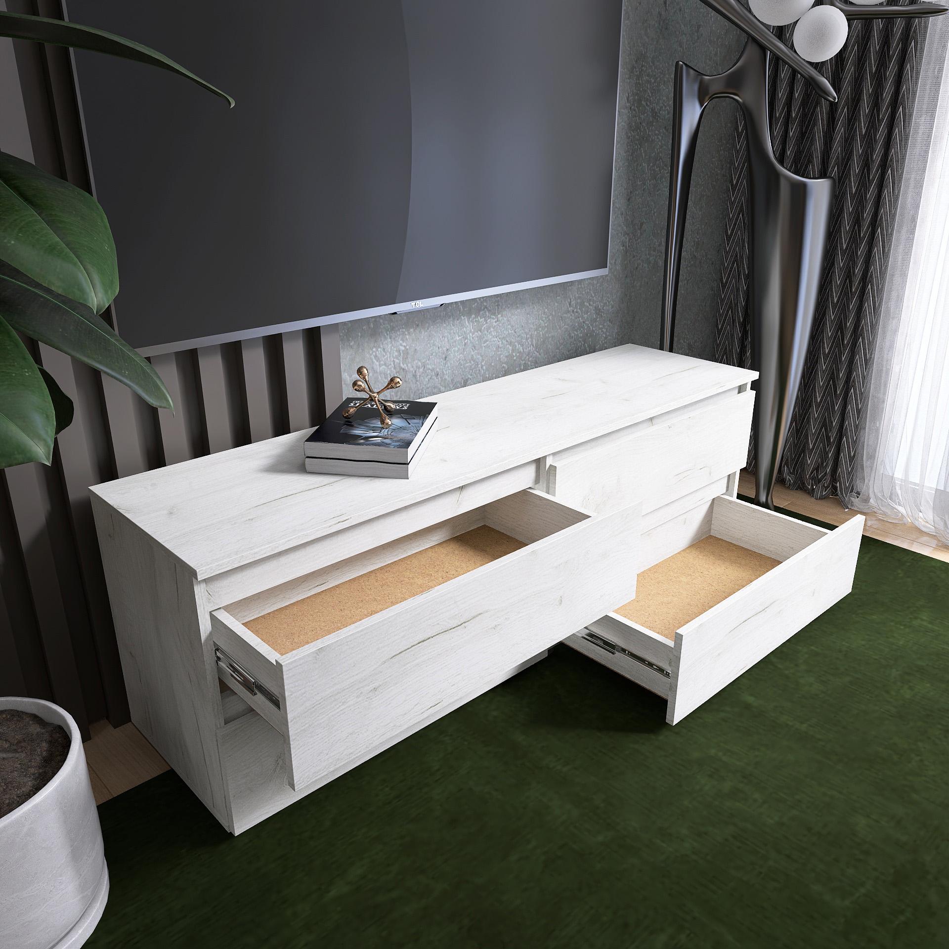 Тумба під ТВ Everest Лайт ЛТВ-1400 1402х377х488 мм Крафт білий (11407) - фото 5 Тумба під ТВ Everest Лайт ЛТВ-1400 1402х377х488 мм Крафт білий (11407) - фото 5