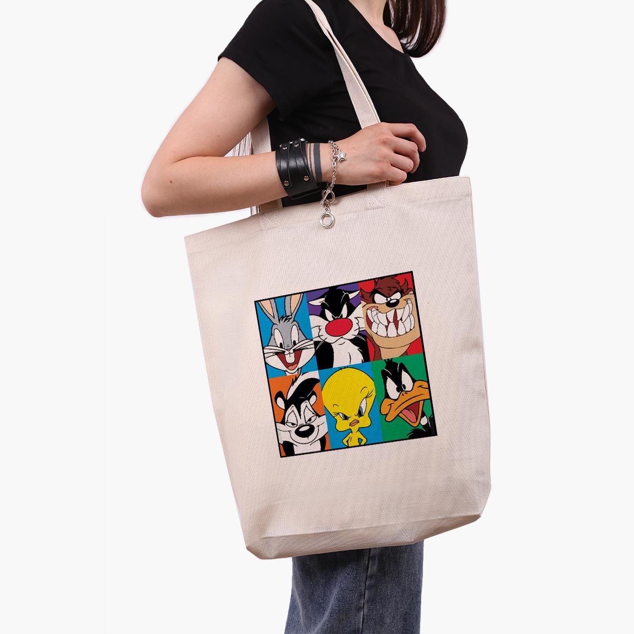 Эко сумка шоппер Looney Tunes 41x39x8 см Бежевый (9227-2887-WTD)