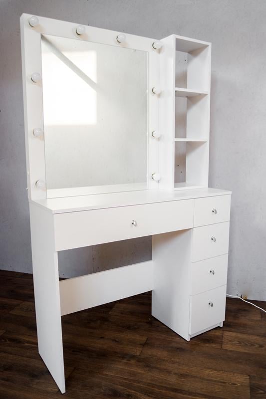 Гримерний стіл з підсвіткою і поличками на 1 тумбу (М620-1) - фото 2 Гримерний стіл з підсвіткою і поличками на 1 тумбу (М620-1) - фото 2