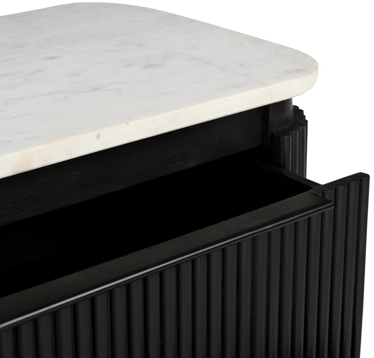 Тумбочка прикроватная Isabella Lilac ice top and black wooden base 2 ящика 60 см - фото 4