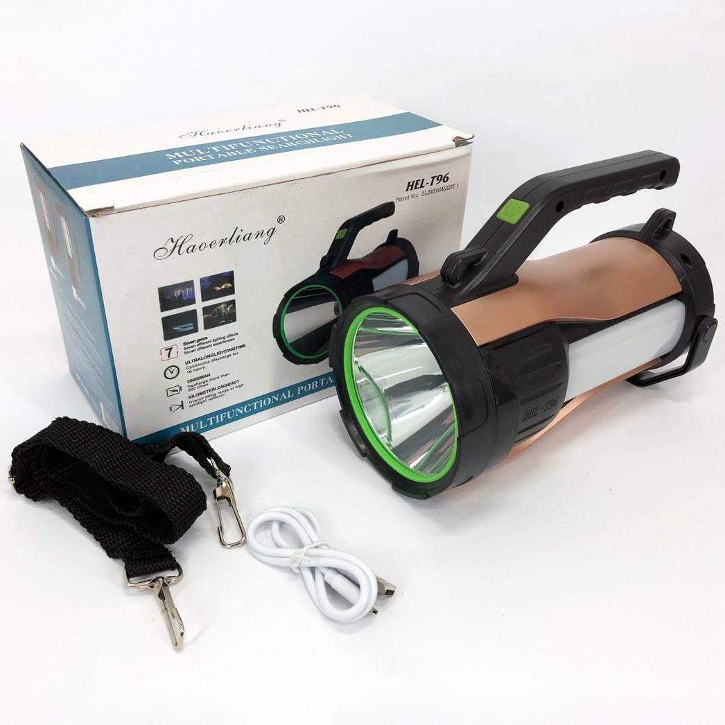 Фонарь T96-LED-COB power bank переносной с солнечной панелью Белый/Черный