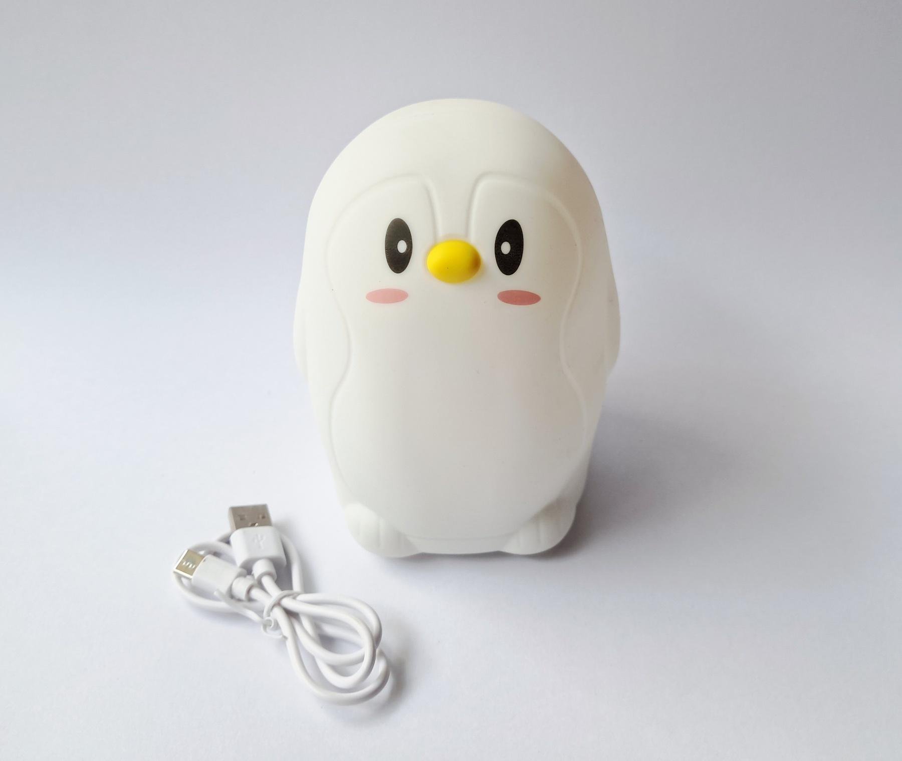 Силиконовый ночник с аккумулятором пингвин Белый (SAM-5661)
