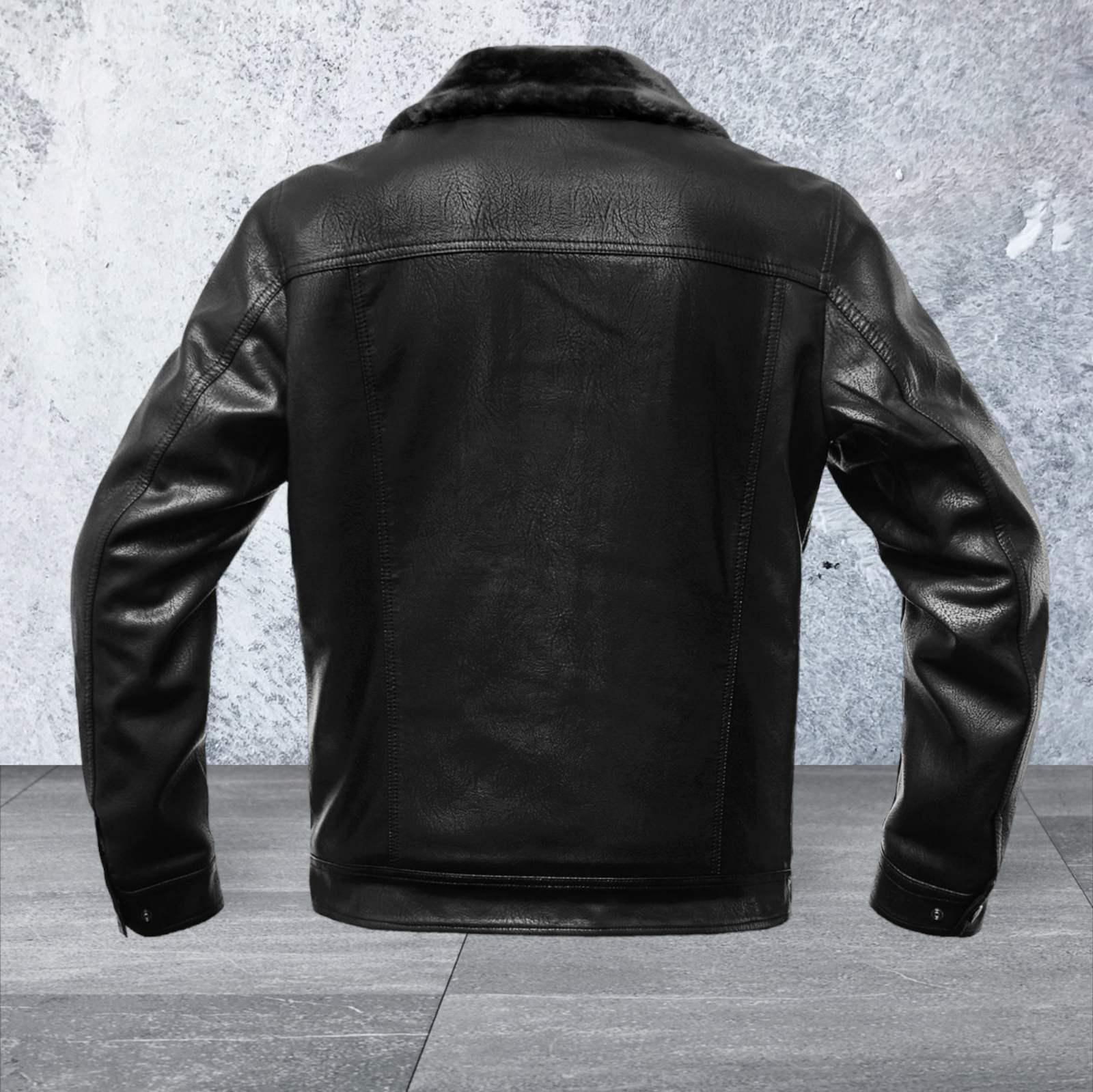 Куртка-дублянка мужская зимняя из натуральной кожи р. 58 Черный (23733799) - фото 3 Куртка-дублянка мужская зимняя из натуральной кожи р. 58 Черный (23733799) - фото 3