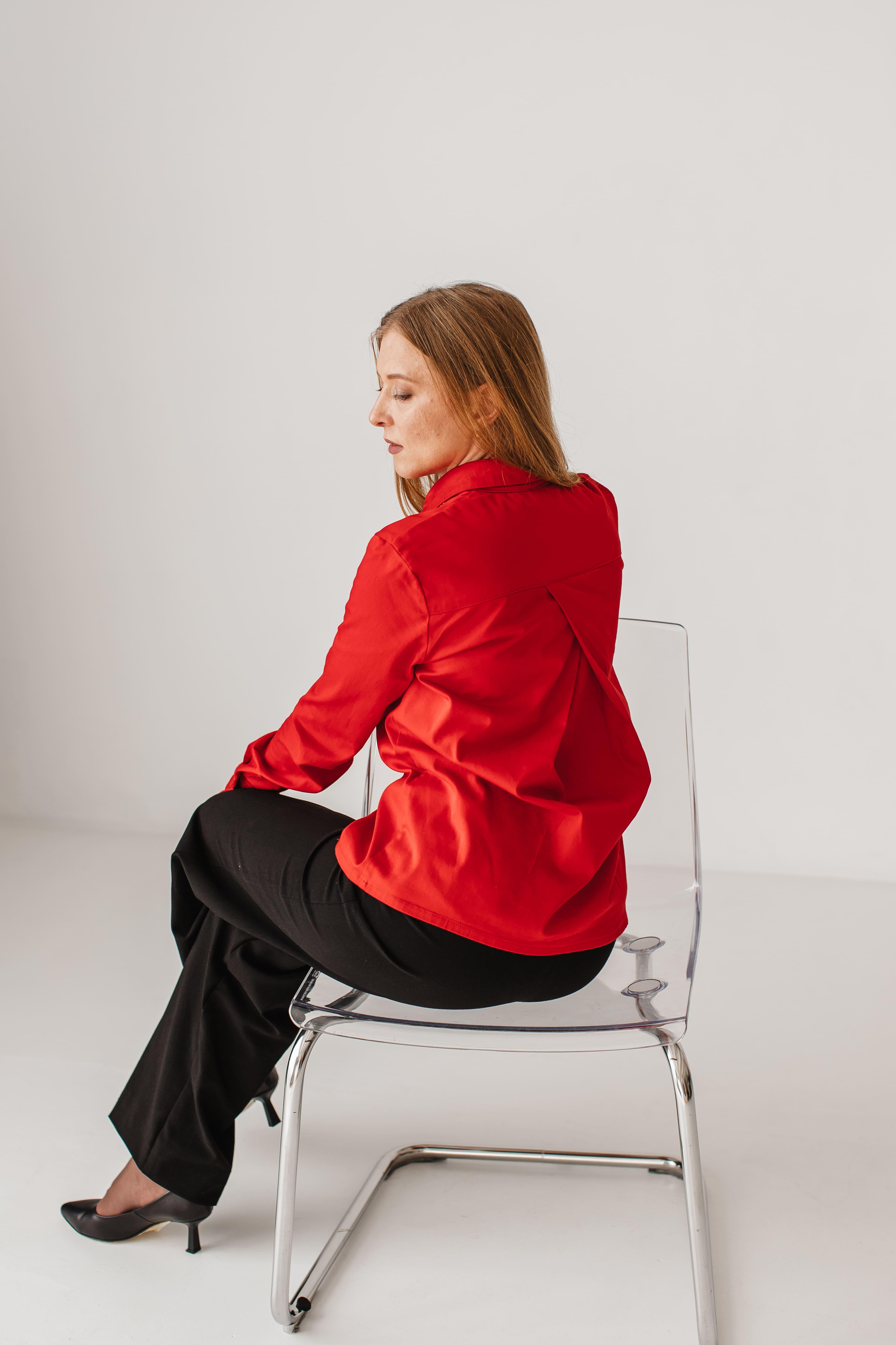 Сорочка жіноча VSlatinina прямого крою зі складкою на спині M Червоний (01234567811)