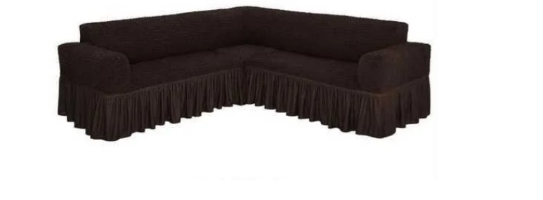 Чехол на угловой диван с оборкой Шоколадный (31919720)